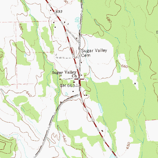 Topographic Map of Sugar Valley Church, GA