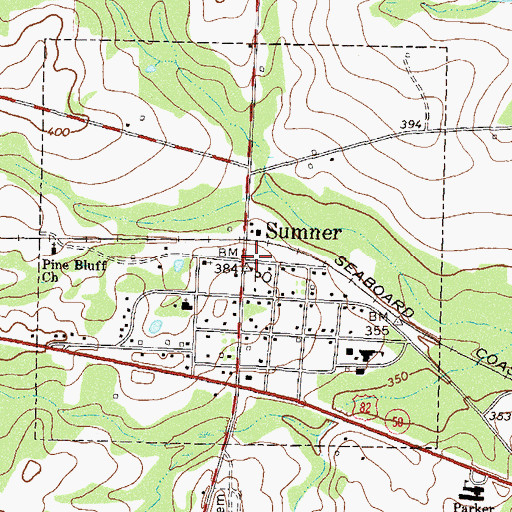 Topographic Map of Sumner, GA