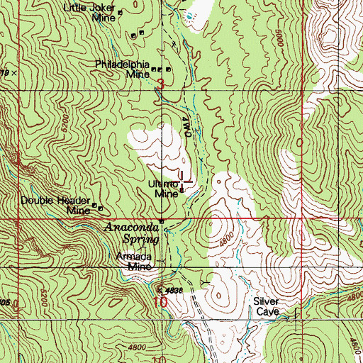 Topographic Map of Ultimo Mine, AZ