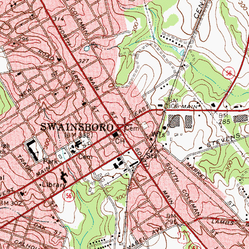 Topographic Map of Swainsboro, GA