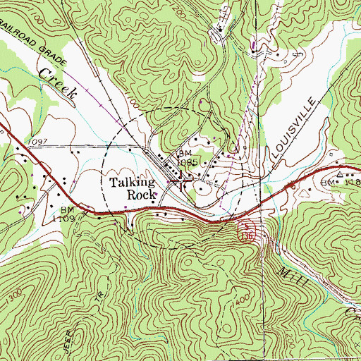 Topographic Map of Talking Rock, GA