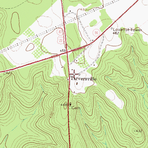 Topographic Map of Tarversville, GA