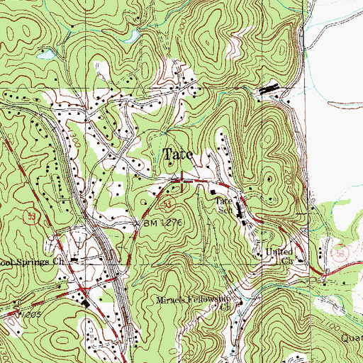 Topographic Map of Tate, GA
