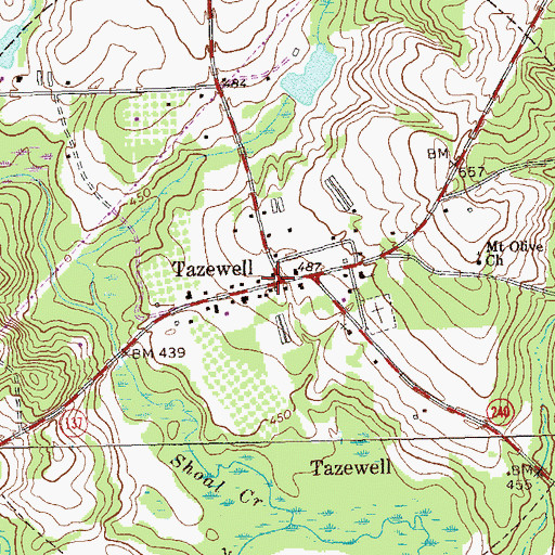 Topographic Map of Tazewell, GA