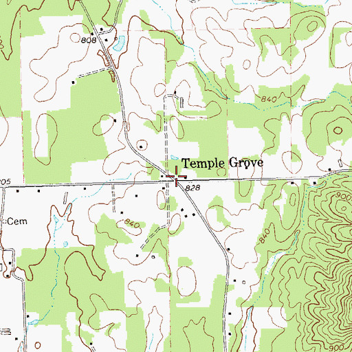 Topographic Map of Temple Grove, GA