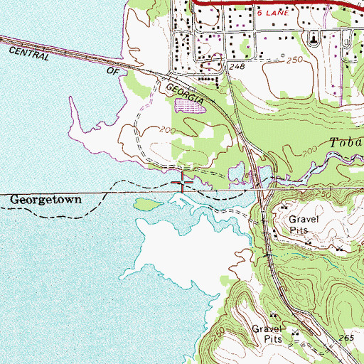 Topographic Map of Tobannee Creek, GA