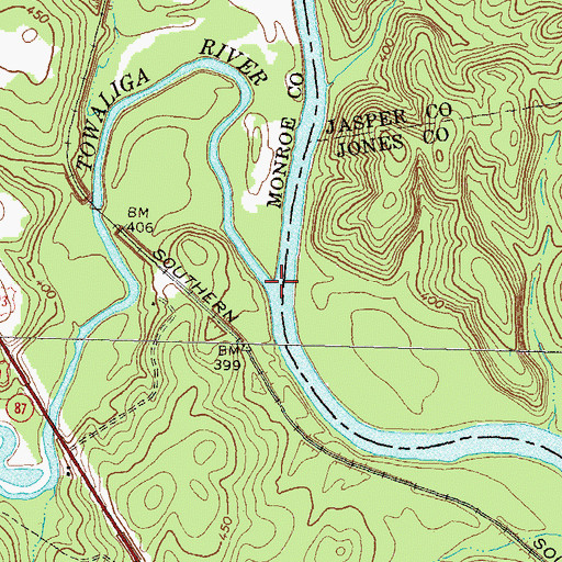 Topographic Map of Towaliga River, GA