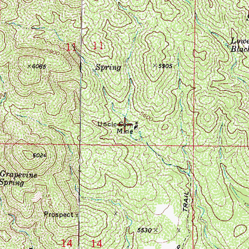 Topographic Map of Uncle Sam Mine, AZ