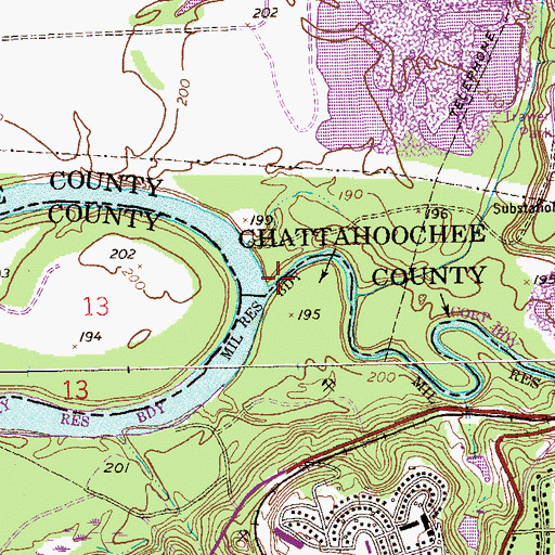 Topographic Map of Upatoi Creek, GA