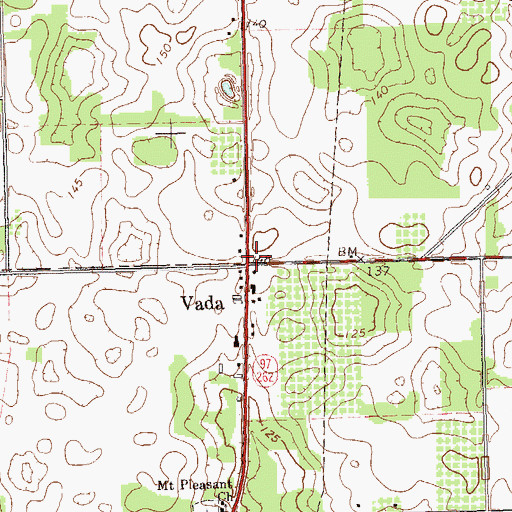 Topographic Map of Vada, GA