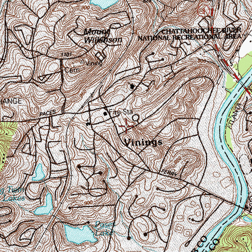 Topographic Map of Vinings, GA