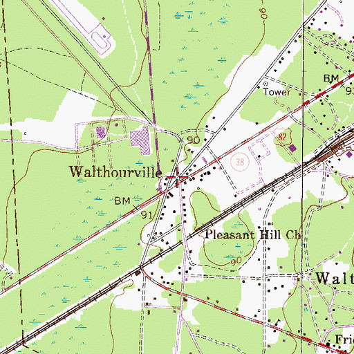 Topographic Map of Walthourville, GA
