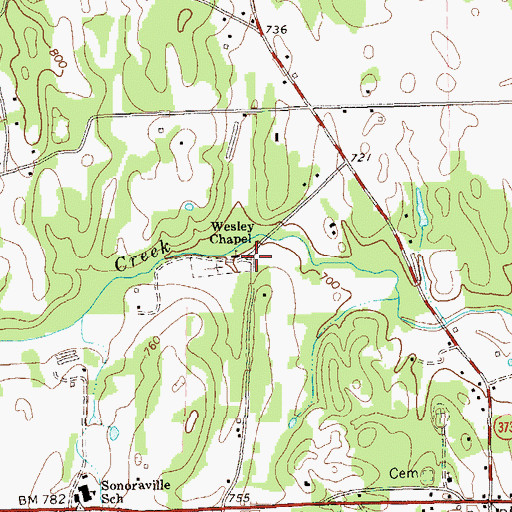 Topographic Map of Wesley Chapel, GA