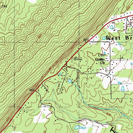 Topographic Map of West Brow Chapel, GA