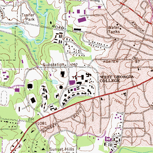 Topographic Map of University of West Georgia, GA