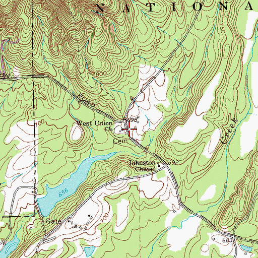 Topographic Map of West Union Church, GA