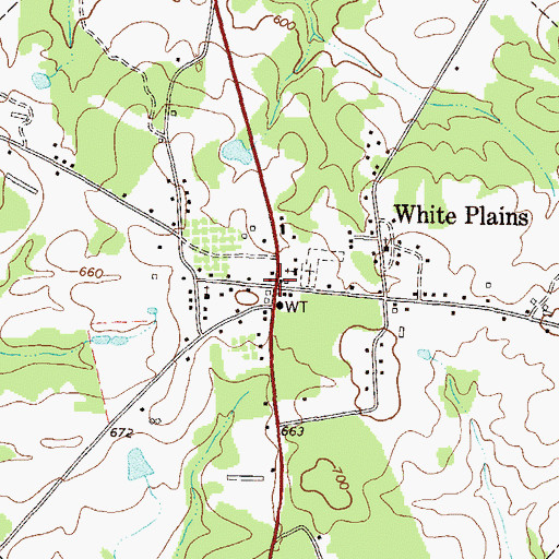Topographic Map of White Plains, GA