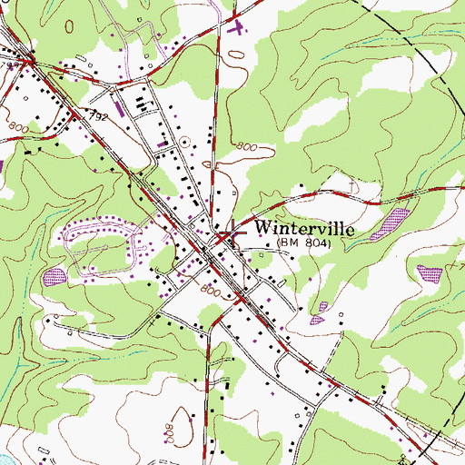 Topographic Map of Winterville, GA