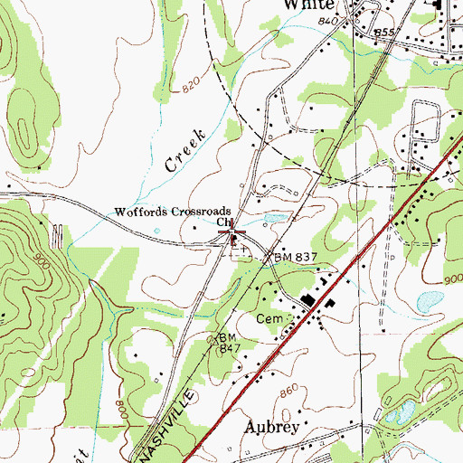 Topographic Map of Woffords Crossroads Church, GA