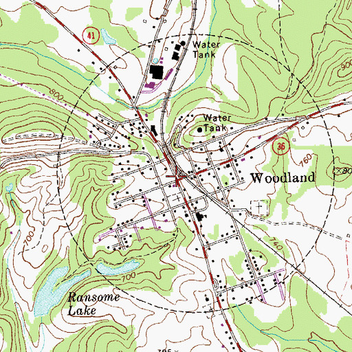 Topographic Map of Woodland, GA