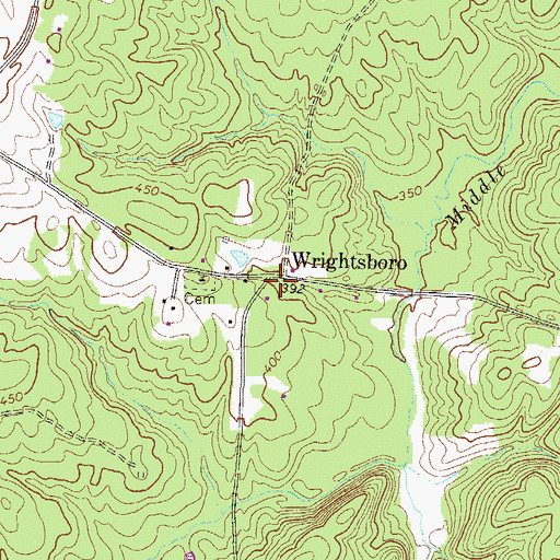 Topographic Map of Wrightsboro, GA