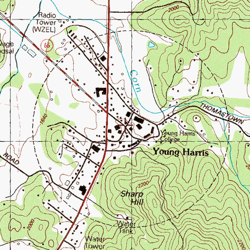 Topographic Map of Young Harris, GA