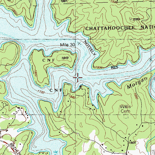 Topographic Map of Youngcane Creek, GA