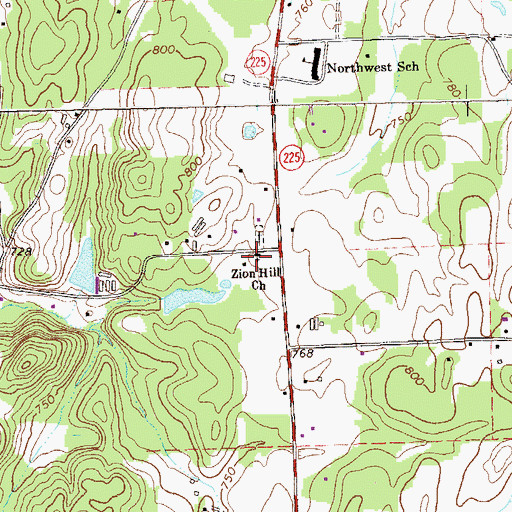 Topographic Map of Zion Hill Church, GA