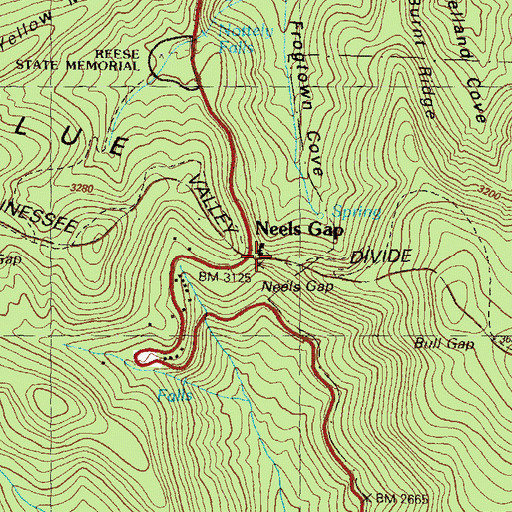 Topographic Map of Neels Gap, GA