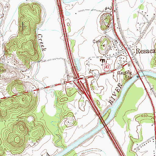 Topographic Map of Exit 133, GA