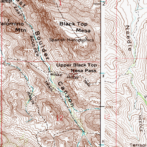 Topographic Map of Upper Black Top Mesa Pass, AZ