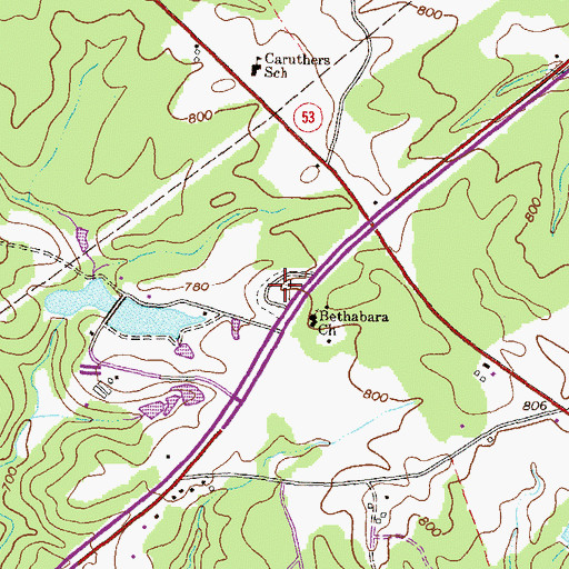 Topographic Map of Bethabara Cemetery, GA