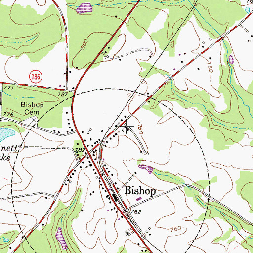 Topographic Map of Bishop Elementary School, GA