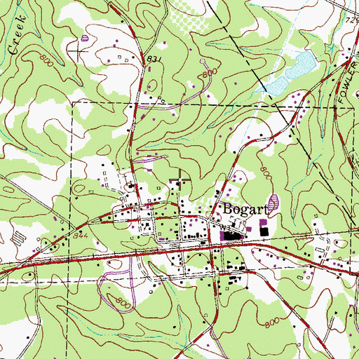 Topographic Map of Bogart Church of Christ, GA
