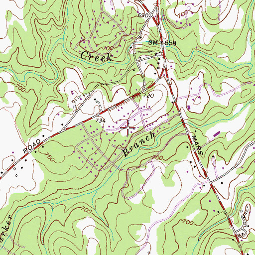 Topographic Map of Brookwood Estates, GA