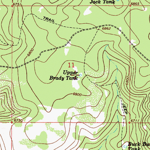 Topographic Map of Upper Brady Tank, AZ