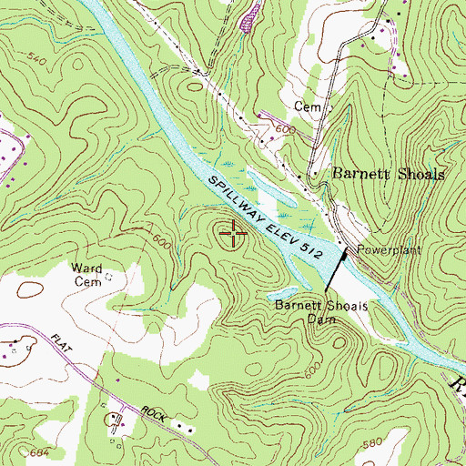 Topographic Map of Coon Mountain, GA