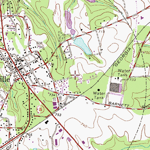 Topographic Map of Crossties, GA