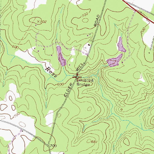 Topographic Map of Elder Covered Bridge, GA