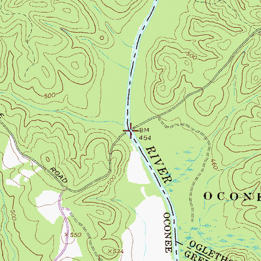 Topographic Map of Fambrough Bridge (historical), GA