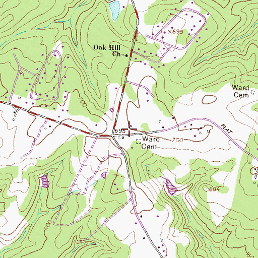 Topographic Map of Flat Rock School (historical), GA