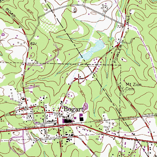 Topographic Map of Greene, GA