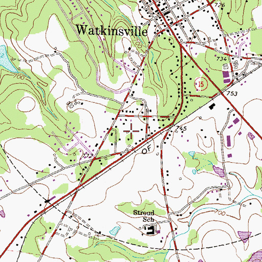 Topographic Map of Harden Hills, GA