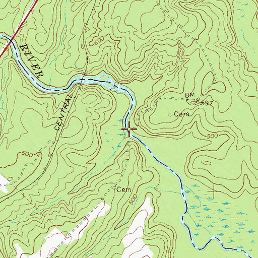 Topographic Map of Heads Mill Bridge (historical), GA