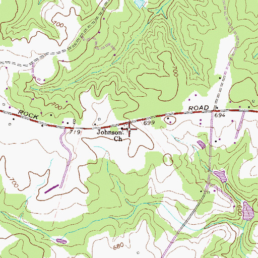 Topographic Map of Johnson Cemetery, GA