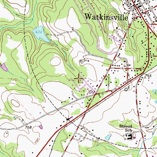 Topographic Map of Marshall Estates, GA