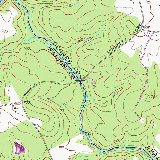 Topographic Map of Moores Bridge, GA