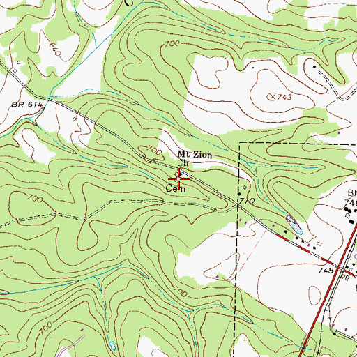 Topographic Map of Mount Zion Cemetery, GA