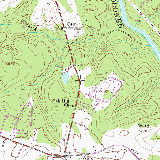 Topographic Map of Oak Point, GA