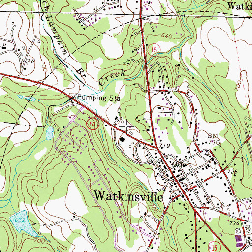 Topographic Map of Oconee County Library, GA